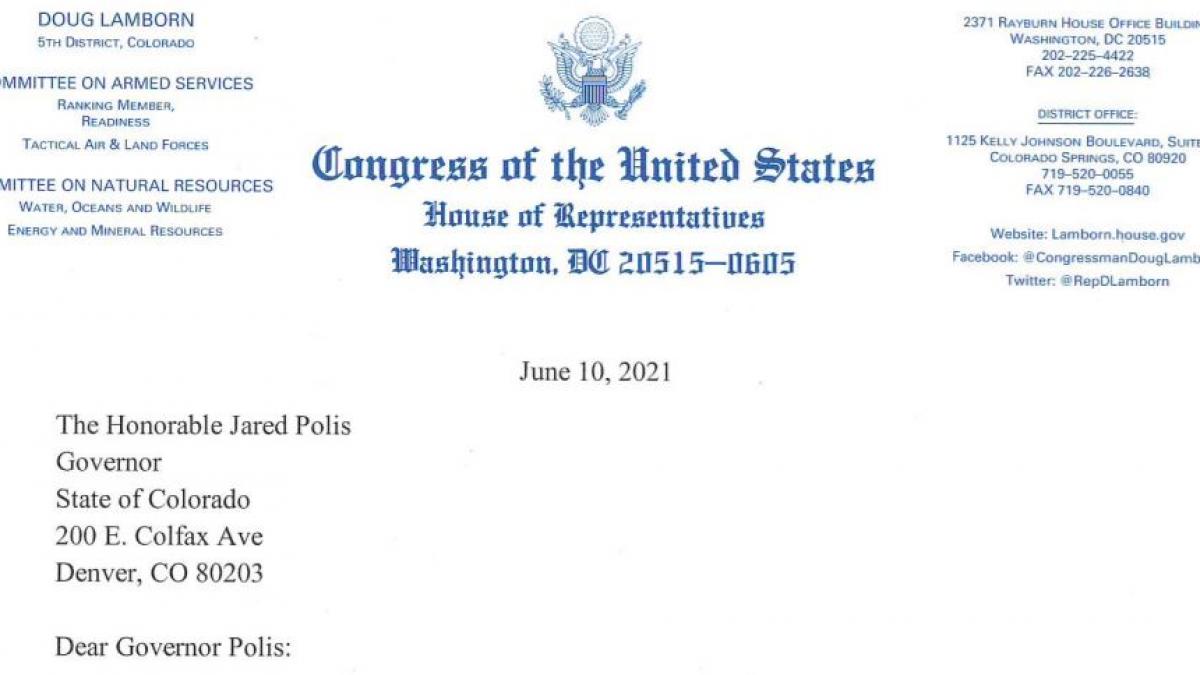 Rep. Boebert letter to Gov. Polis