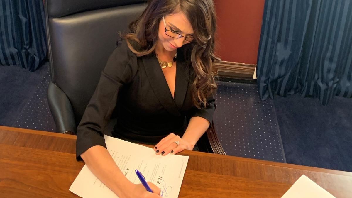 Rep. Boebert at desk