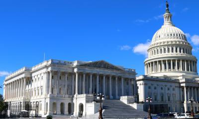 Capitol dome against blue sky